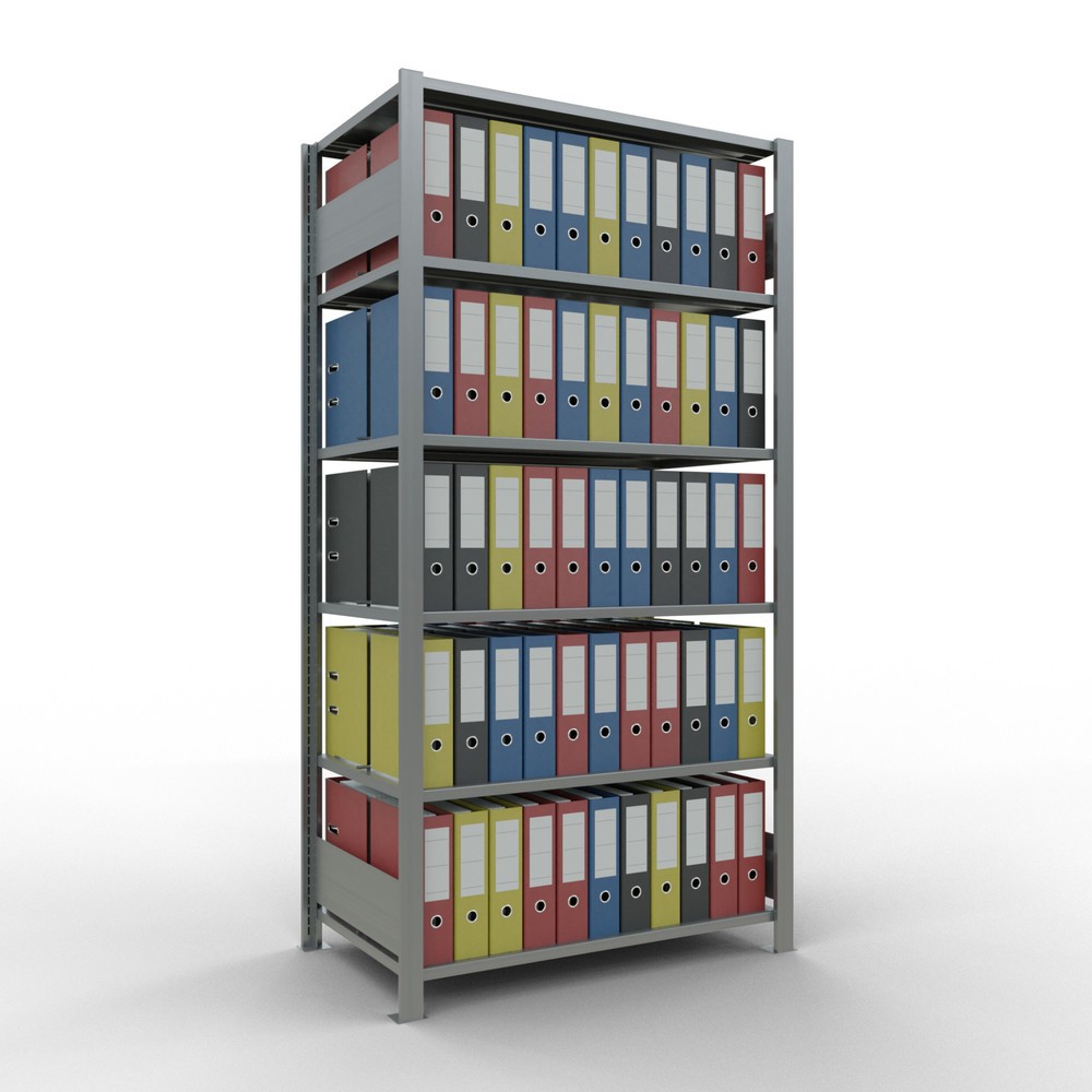 Immagine del prodotto n. 2: Scaffalatura per documenti SCHULTE campata base, a doppio fronte, con spondine centrali, portata per piano 150 kg, AxLxP 2.000 x 1.000 x 600 mm