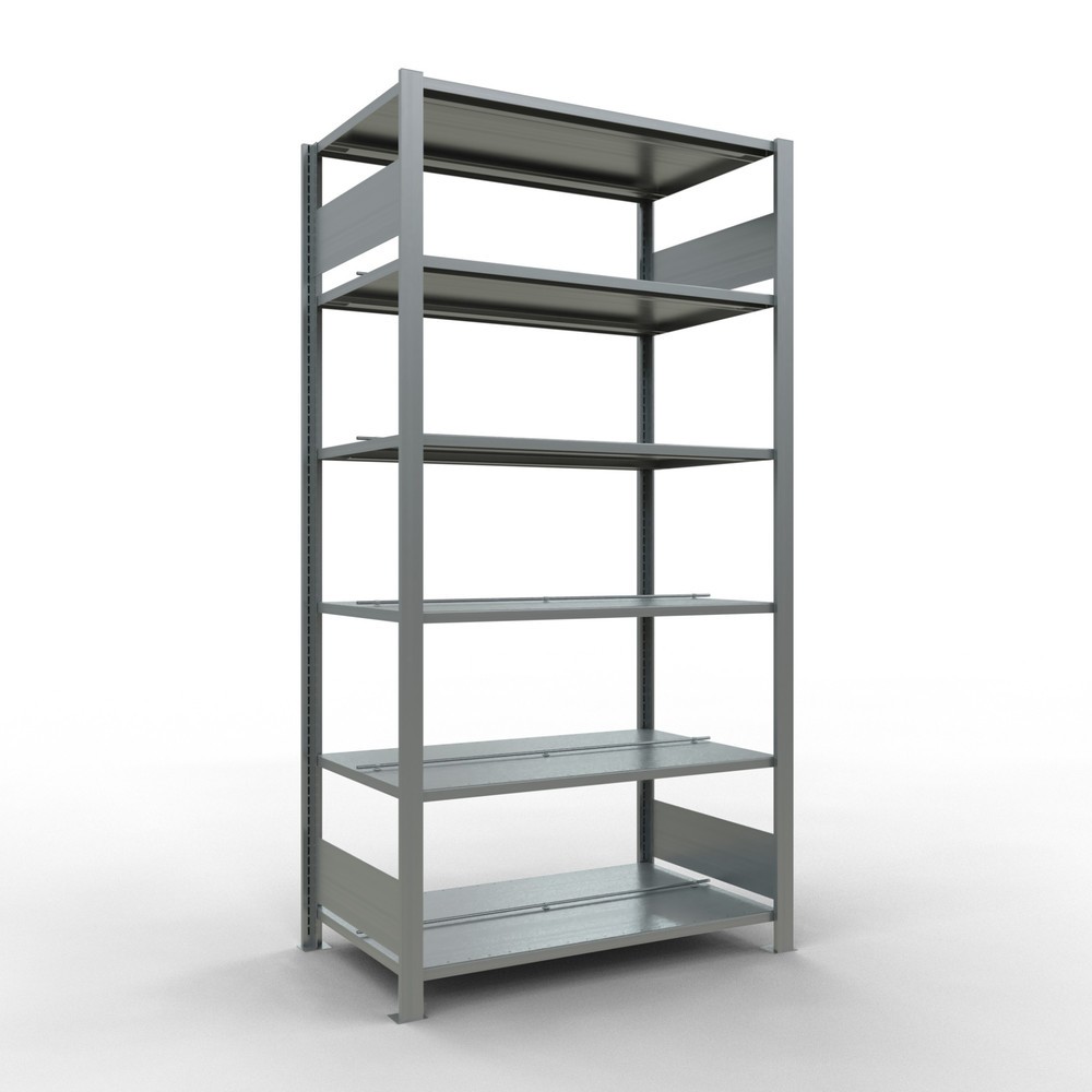 Immagine del prodotto: Scaffalatura per documenti SCHULTE campata base, a doppio fronte, con spondine centrali, portata per piano 150 kg, AxLxP 2.000 x 1.000 x 600 mm