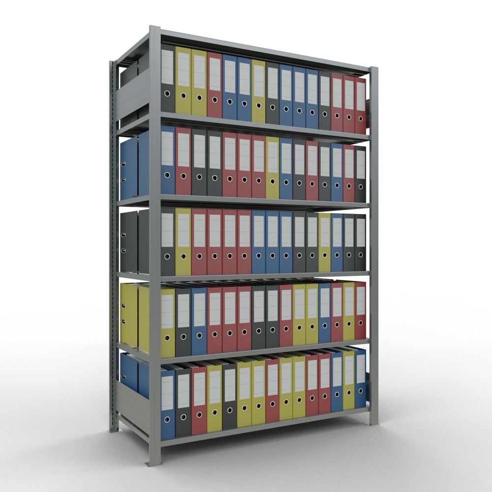 Immagine del prodotto n. 2: Scaffalatura per documenti SCHULTE campata base, a doppio fronte, con spondine centrali, portata per piano 150 kg, AxLxP 2.000 x 1.300 x 600 mm