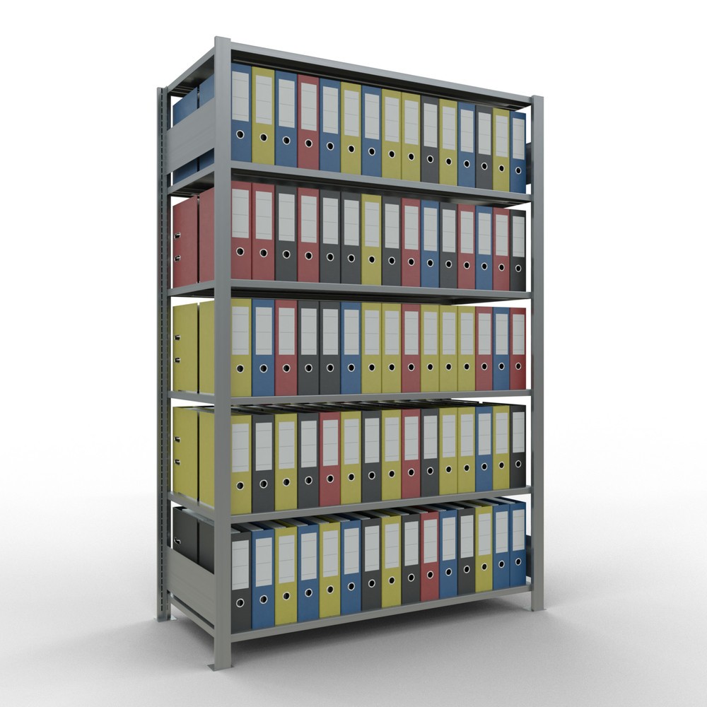 Immagine del prodotto n. 2: Scaffalatura per documenti SCHULTE campata base, a doppio fronte, senza spondine centrali, portata per piano 150 kg, AxLxP 2.000 x 1.300 x 600 mm
