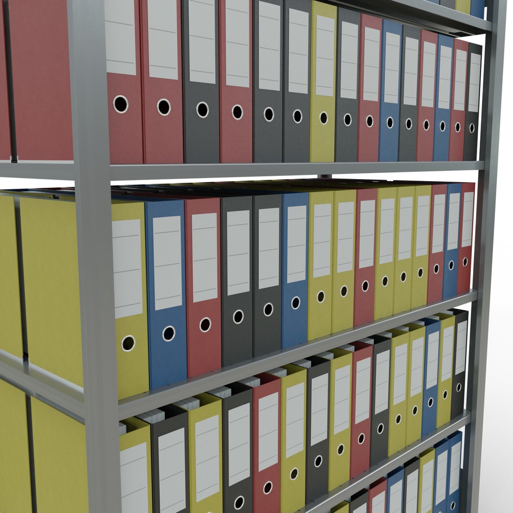 Immagine del prodotto n. 3: Scaffalatura per documenti SCHULTE campata base, a doppio fronte, senza spondine centrali, portata per piano 150 kg, AxLxP 2.000 x 1.300 x 600 mm