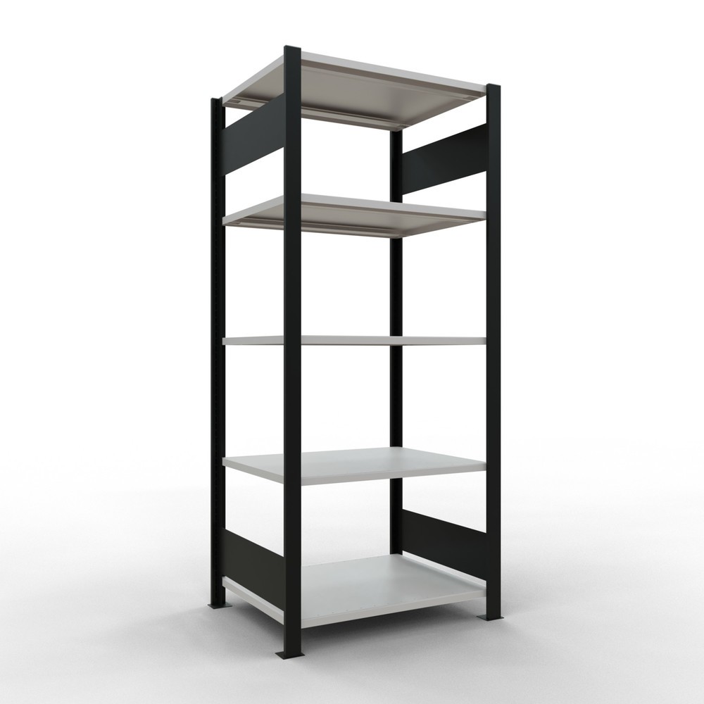 Immagine del prodotto: Scaffalatura per documenti SCHULTE campata base, a doppio fronte, senza spondine centrali, portata per piano 150 kg, nero, HxLxP 1.800 x 750 x 600 mm