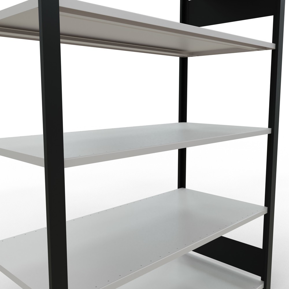 Immagine del prodotto n. 4: Scaffalatura per documenti SCHULTE campata base, a doppio fronte, senza spondine centrali, portata per piano 150 kg, nero, HxLxP 1.800 x 1.300 x 600 mm