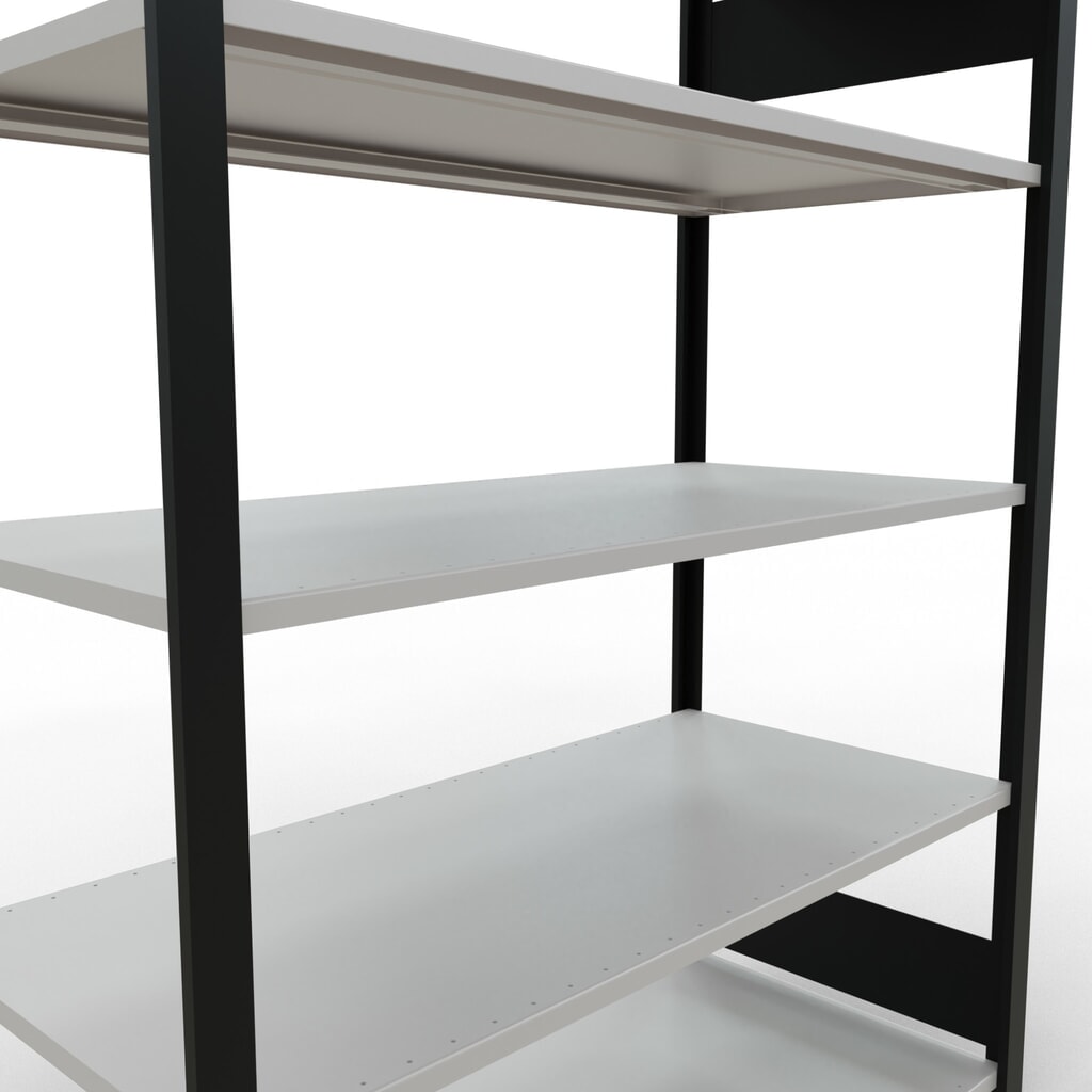 Immagine del prodotto n. 4: Scaffalatura per documenti SCHULTE campata base, a doppio fronte, senza spondine centrali, portata per piano 150 kg, nero, HxLxP 1.800 x 1.300 x 600 mm