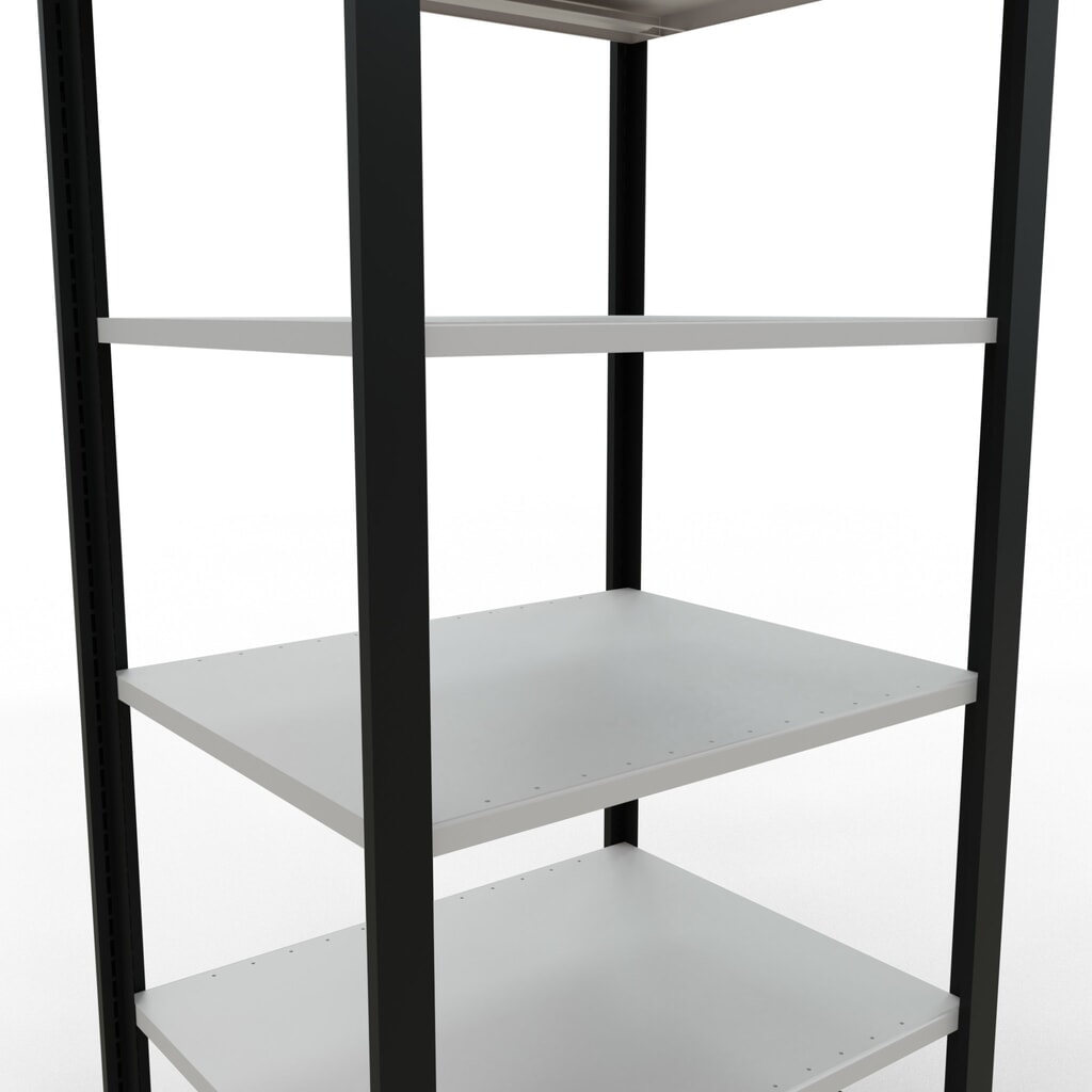 Scaffalatura per documenti SCHULTE campata base, a doppio fronte, senza spondine centrali, portata per piano 150 kg, nero, HxLxP 2.000 x 750 x 600 mm Immagine del prodotto n. 4: Scaffalatura per documenti SCHULTE campata base, a doppio fronte, senza spondine centrali, portata per piano 150 kg, nero, HxLxP 2.000 x 750 x 600 mm
