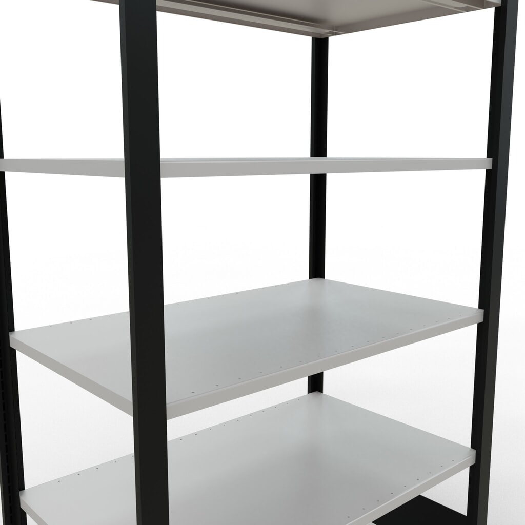 Scaffalatura per documenti SCHULTE campata base, a doppio fronte, senza spondine centrali, portata per piano 150 kg, nero, HxLxP 2.000 x 1.000 x 600 mm Immagine del prodotto n. 4: Scaffalatura per documenti SCHULTE campata base, a doppio fronte, senza spondine centrali, portata per piano 150 kg, nero, HxLxP 2.000 x 1.000 x 600 mm