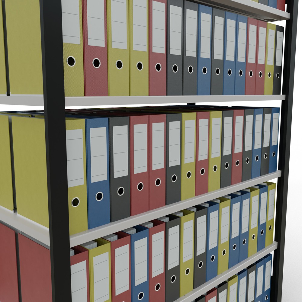 Immagine del prodotto n. 3: Scaffalatura per documenti SCHULTE campata base, a doppio fronte, senza spondine centrali, portata per piano 150 kg, nero, AxLxP 2.000 x 1.300 x 600 mm