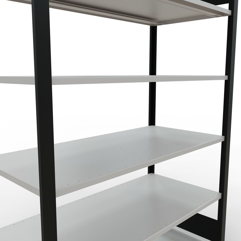 Immagine del prodotto n. 4: Scaffalatura per documenti SCHULTE campata base, a doppio fronte, senza spondine centrali, portata per piano 150 kg, nero, AxLxP 2.000 x 1.300 x 600 mm