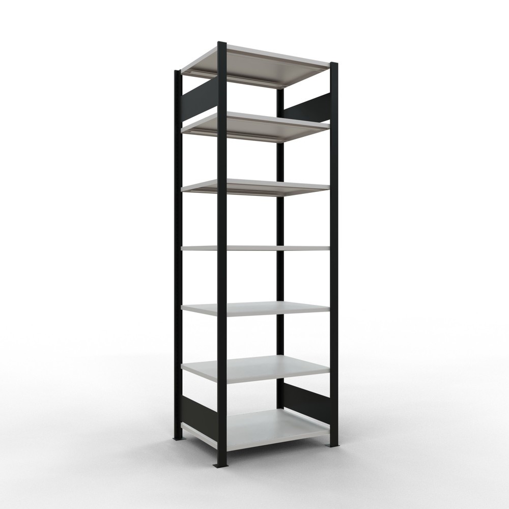 Immagine del prodotto: Scaffalatura per documenti SCHULTE campata base, a doppio fronte, senza spondine centrali, portata per piano 150 kg, nero, AxLxP 2.300 x 750 x 600 mm