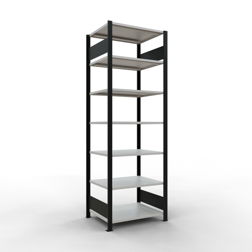 Immagine del prodotto: Scaffalatura per documenti SCHULTE campata base, a doppio fronte, senza spondine centrali, portata per piano 150 kg, nero, AxLxP 2.300 x 750 x 600 mm