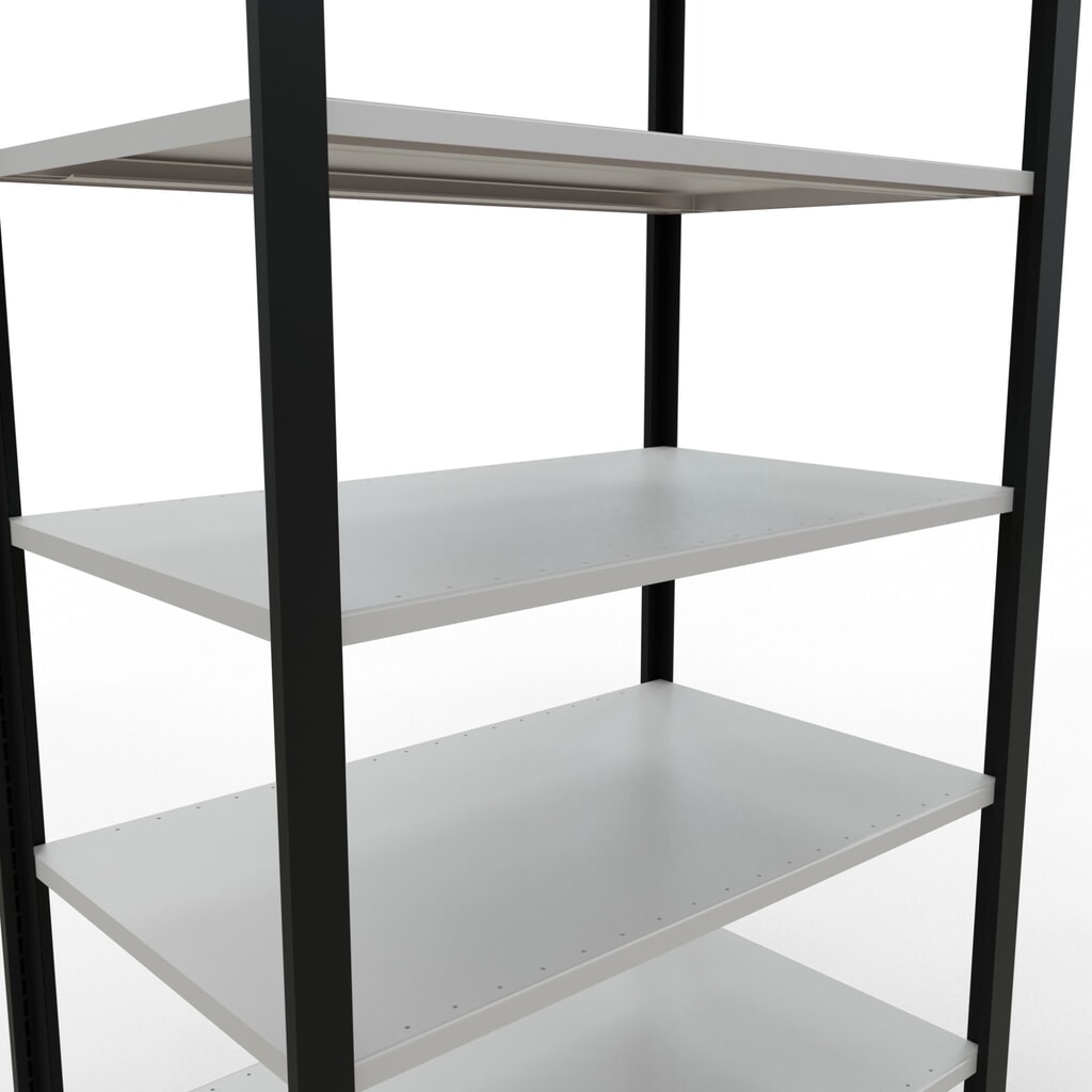 Scaffalatura per documenti SCHULTE campata base, a doppio fronte, senza spondine centrali, portata per piano 150 kg, nero, AxLxP 2.300 x 1.000 x 600 mm Immagine del prodotto n. 4: Scaffalatura per documenti SCHULTE campata base, a doppio fronte, senza spondine centrali, portata per piano 150 kg, nero, AxLxP 2.300 x 1.000 x 600 mm