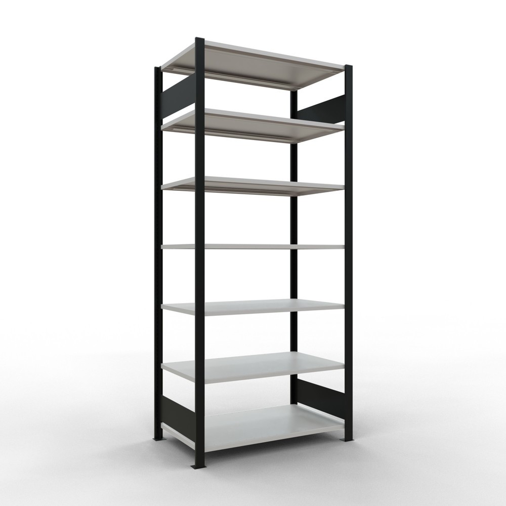 Immagine del prodotto: Scaffalatura per documenti SCHULTE campata base, a doppio fronte, senza spondine centrali, portata per piano 150 kg, nero, AxLxP 2.300 x 1.000 x 600 mm