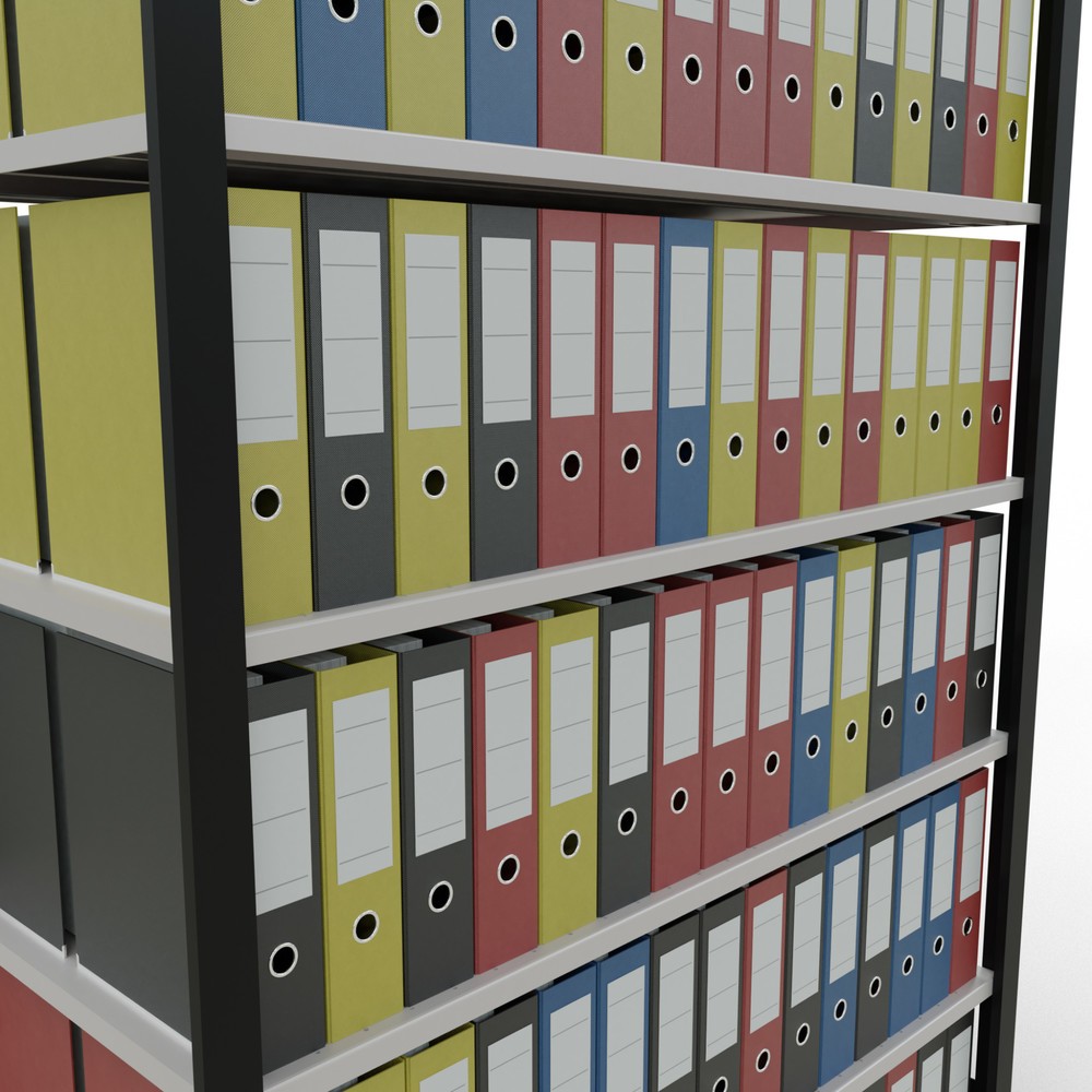 Immagine del prodotto n. 3: Scaffalatura per documenti SCHULTE campata base, a doppio fronte, senza spondine centrali, portata per piano 150 kg, nero, AxLxP 2.300 x 1.300 x 600 mm