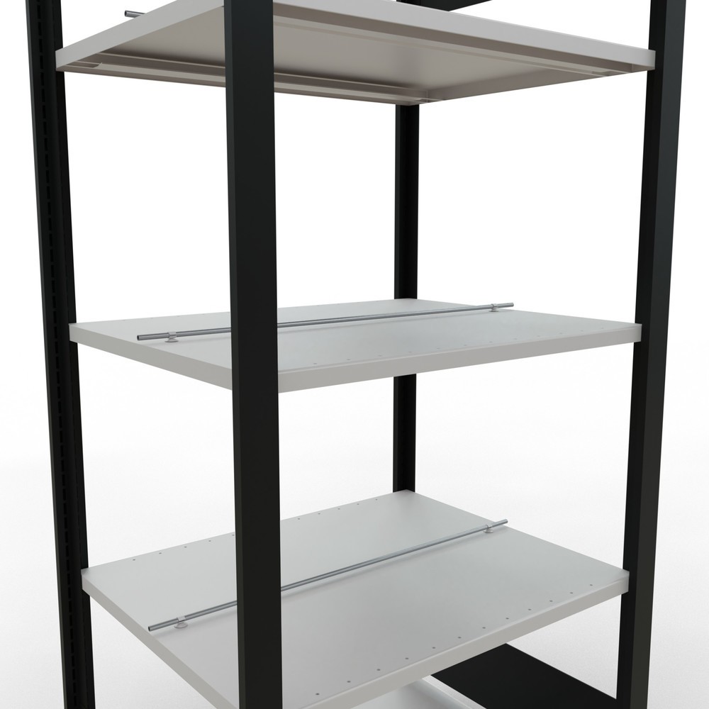 Immagine del prodotto n. 4: Scaffalatura per documenti SCHULTE campata base, a doppio fronte, con spondine centrali, portata per piano 150 kg, nero, HxLxP 1.800 x 750 x 600 mm