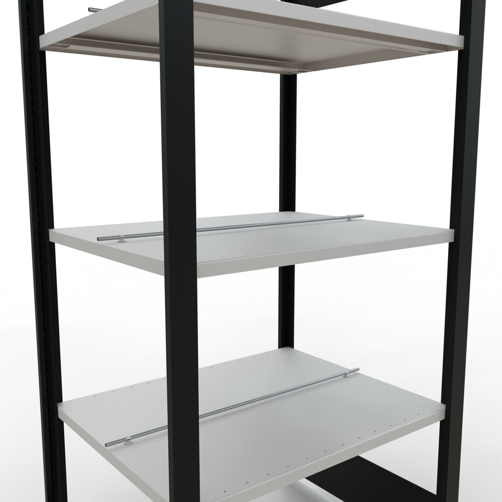 Immagine del prodotto n. 4: Scaffalatura per documenti SCHULTE campata base, a doppio fronte, con spondine centrali, portata per piano 150 kg, nero, HxLxP 1.800 x 750 x 600 mm