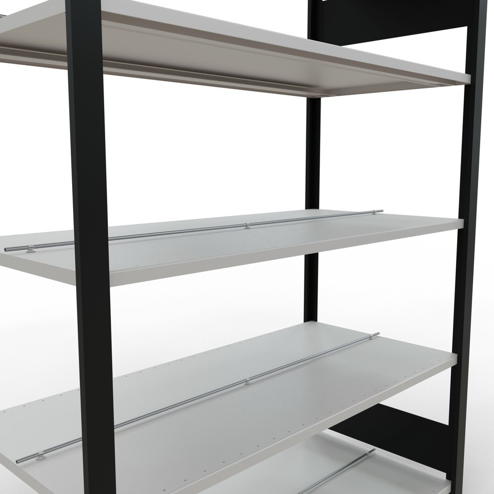 Immagine del prodotto n. 4: Scaffalatura per documenti SCHULTE campata base, a doppio fronte, con spondine centrali, portata per piano 150 kg, nero, AxLxP 1.800 x 1.300 x 600 mm
