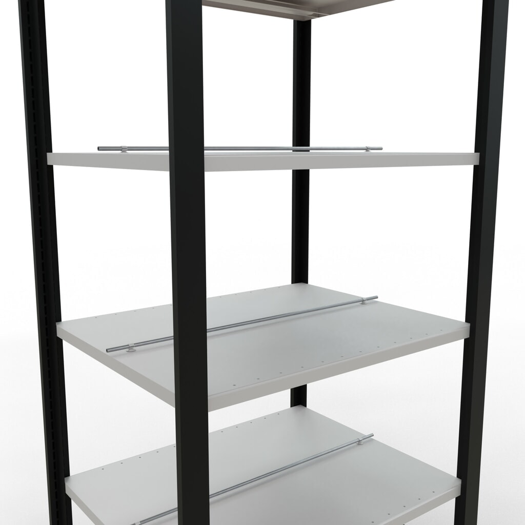 Immagine del prodotto n. 4: Scaffalatura per documenti SCHULTE campata base, a doppio fronte, con spondine centrali, portata per piano 150 kg, nero, HxLxP 2.000 x 750 x 600 mm
