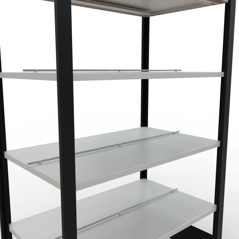 Immagine del prodotto n. 4: Scaffalatura per documenti SCHULTE campata base, a doppio fronte, con spondine centrali, portata per piano 150 kg, nero, AxLxP 2.000 x 1.000 x 600 mm