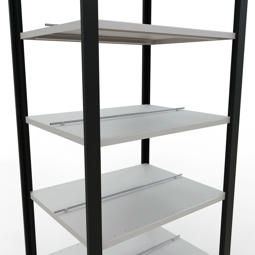 Immagine del prodotto n. 4: Scaffalatura per documenti SCHULTE campata base, a doppio fronte, con spondine centrali, portata per piano 150 kg, nero, AxLxP 2.300 x 750 x 600 mm