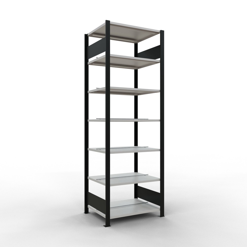 Immagine del prodotto: Scaffalatura per documenti SCHULTE campata base, a doppio fronte, con spondine centrali, portata per piano 150 kg, nero, AxLxP 2.300 x 750 x 600 mm