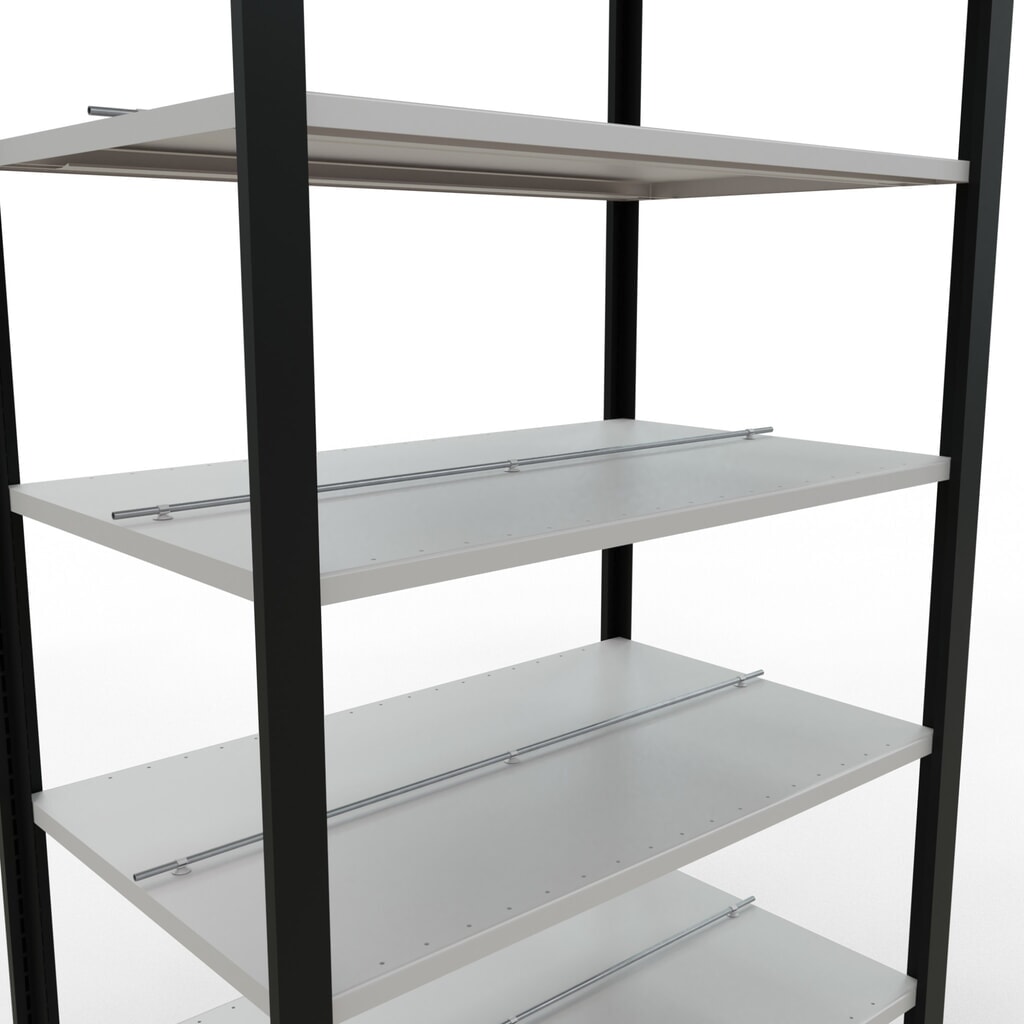 Scaffalatura per documenti SCHULTE campata base, a doppio fronte, con spondine centrali, portata per piano 150 kg, nero, AxLxP 2.300 x 1.000 x 600 mm Immagine del prodotto n. 4: Scaffalatura per documenti SCHULTE campata base, a doppio fronte, con spondine centrali, portata per piano 150 kg, nero, AxLxP 2.300 x 1.000 x 600 mm