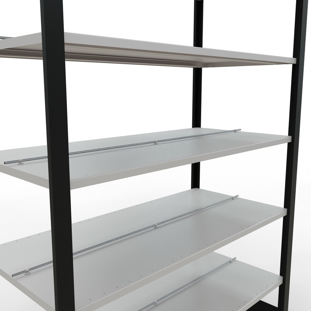 Immagine del prodotto n. 4: Scaffalatura per documenti SCHULTE campata base, a doppio fronte, con spondine centrali, portata per piano 150 kg, nero, AxLxP 2.300 x 1.300 x 600 mm