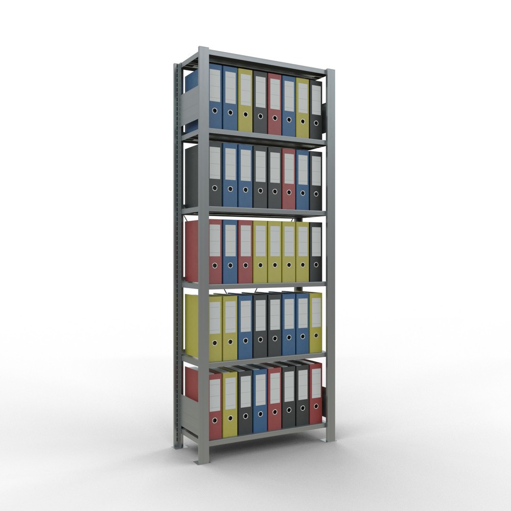 Immagine del prodotto n. 3: Scaffalatura per documenti SCHULTE campata base, monofronte, con spondine posteriori, portata per piano 85 kg, AxLxP 2.000 x 750 x 300 mm