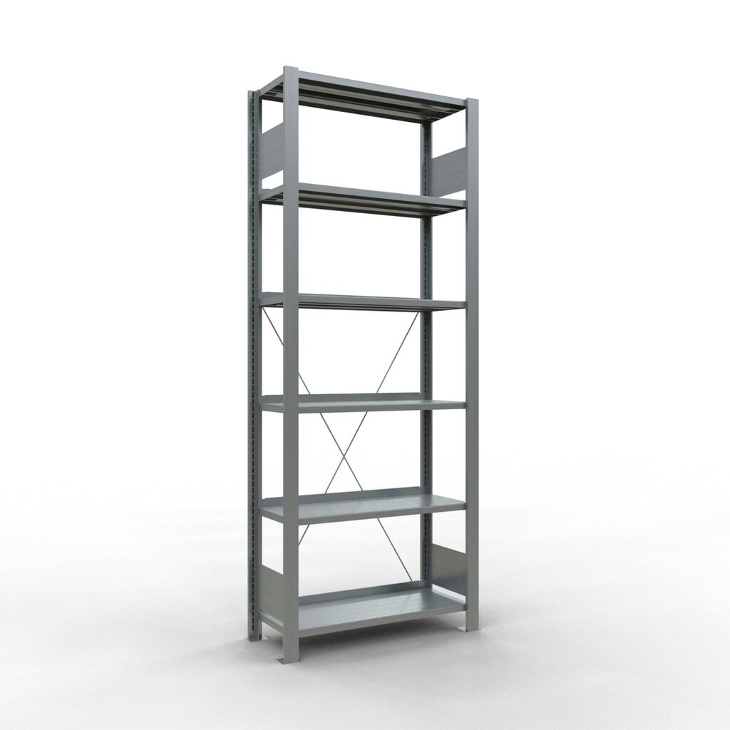 Immagine del prodotto: Scaffalatura per documenti SCHULTE campata base, monofronte, con spondine posteriori, portata per piano 85 kg, AxLxP 2.000 x 750 x 300 mm