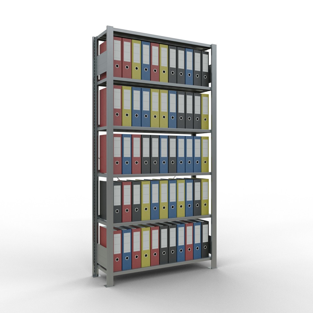 Immagine del prodotto n. 2: Scaffalatura per documenti SCHULTE campata base, monofronte, con spondine posteriori, portata per piano 85 kg, AxLxP 2.000 x 1.000 x 300 mm
