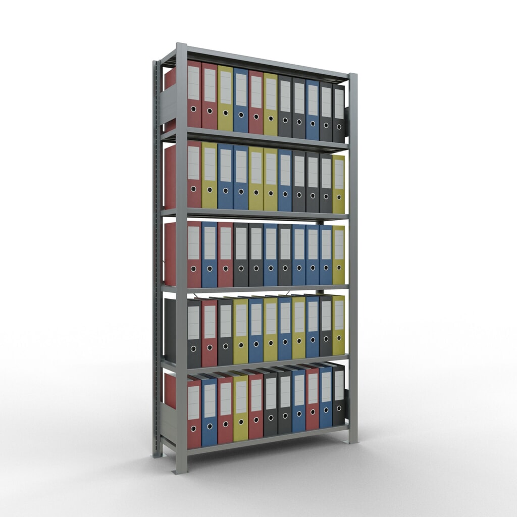 Immagine del prodotto n. 2: Scaffalatura per documenti SCHULTE campata base, monofronte, con spondine posteriori, portata per piano 85 kg, AxLxP 2.000 x 1.000 x 300 mm