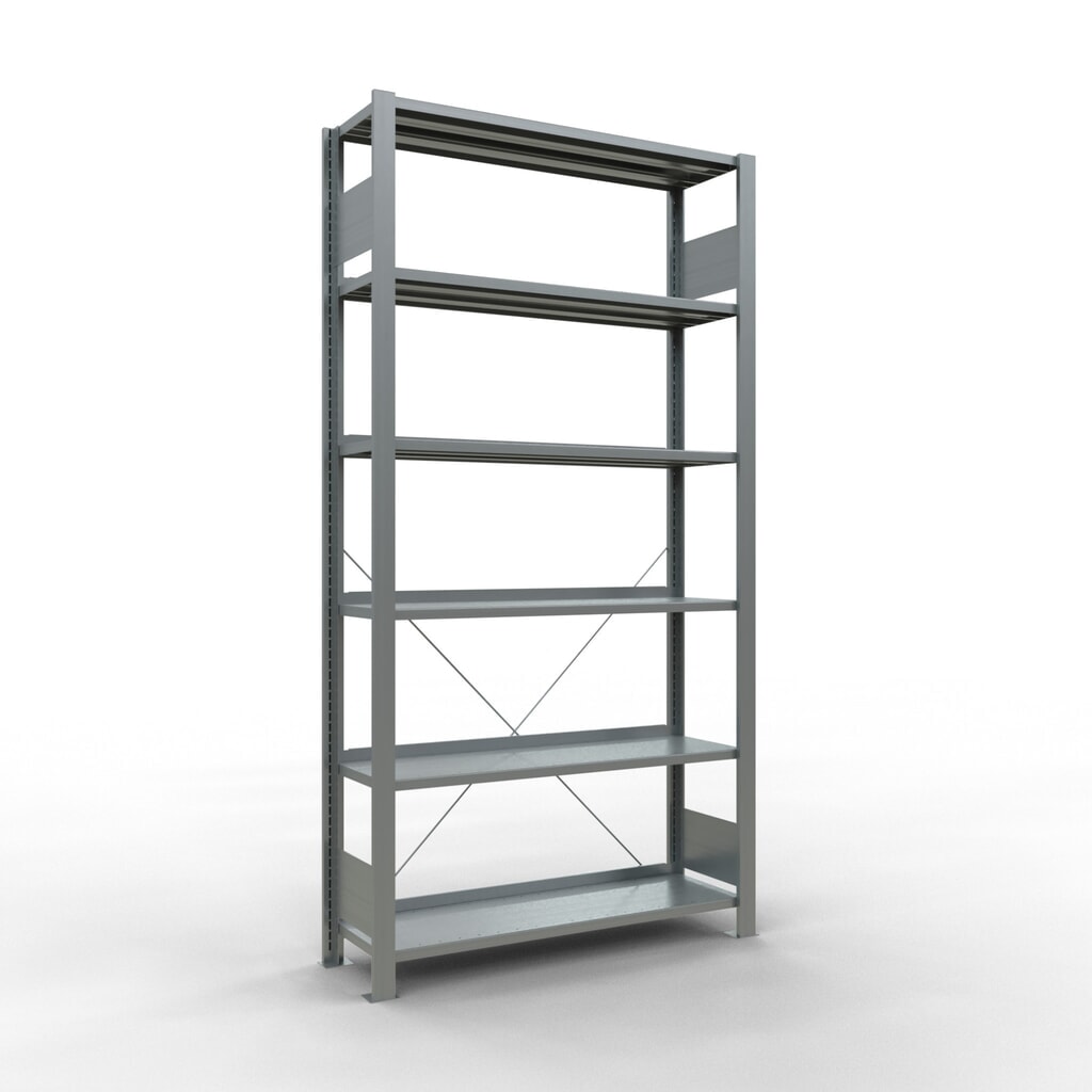 Immagine del prodotto: Scaffalatura per documenti SCHULTE campata base, monofronte, con spondine posteriori, portata per piano 85 kg, AxLxP 2.000 x 1.000 x 300 mm
