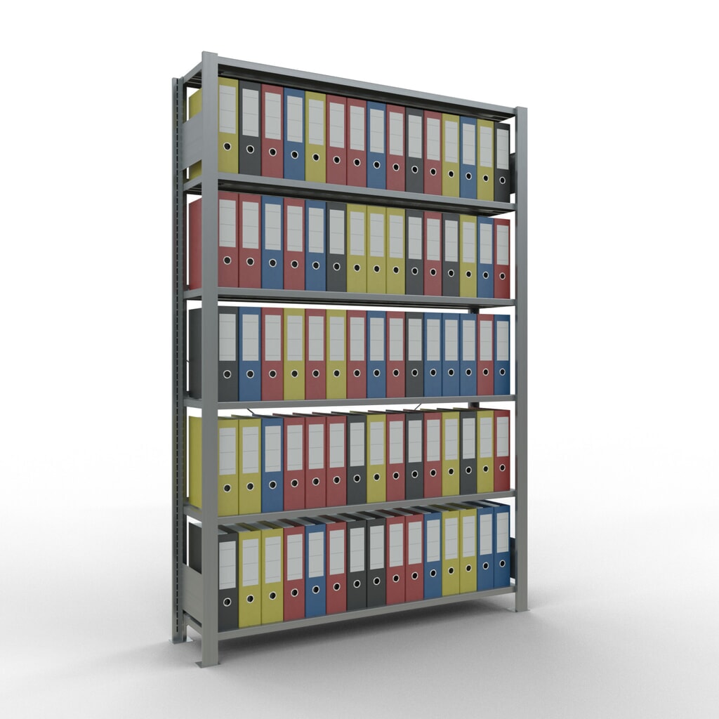 Immagine del prodotto n. 2: Scaffalatura per documenti SCHULTE campata base, monofronte, con spondine posteriori, portata per piano 85 kg, AxLxP 2.000 x 1.300 x 300 mm