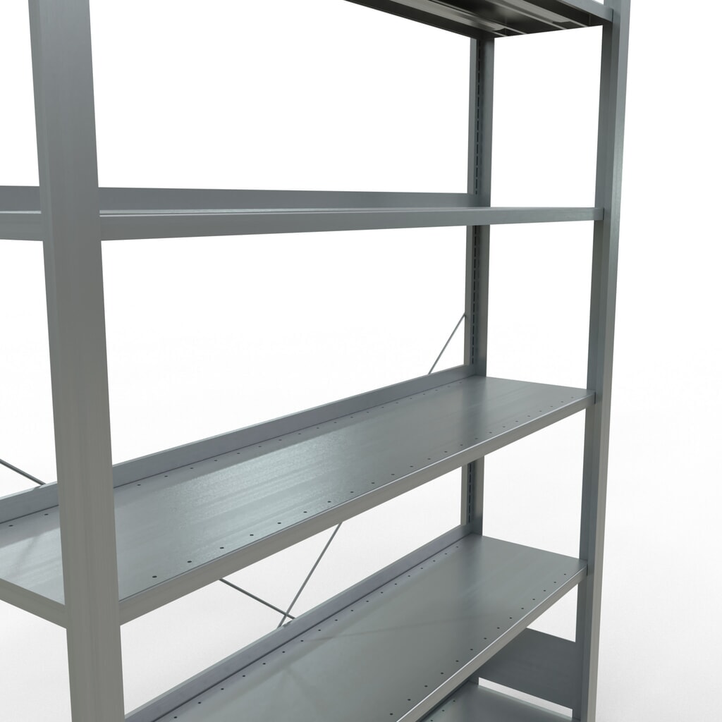 Immagine del prodotto n. 4: Scaffalatura per documenti SCHULTE campata base, monofronte, con spondine posteriori, portata per piano 85 kg, AxLxP 2.000 x 1.300 x 300 mm