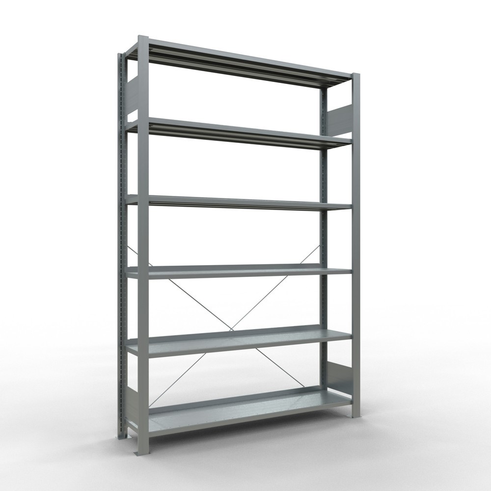 Immagine del prodotto: Scaffalatura per documenti SCHULTE campata base, monofronte, con spondine posteriori, portata per piano 85 kg, AxLxP 2.000 x 1.300 x 300 mm