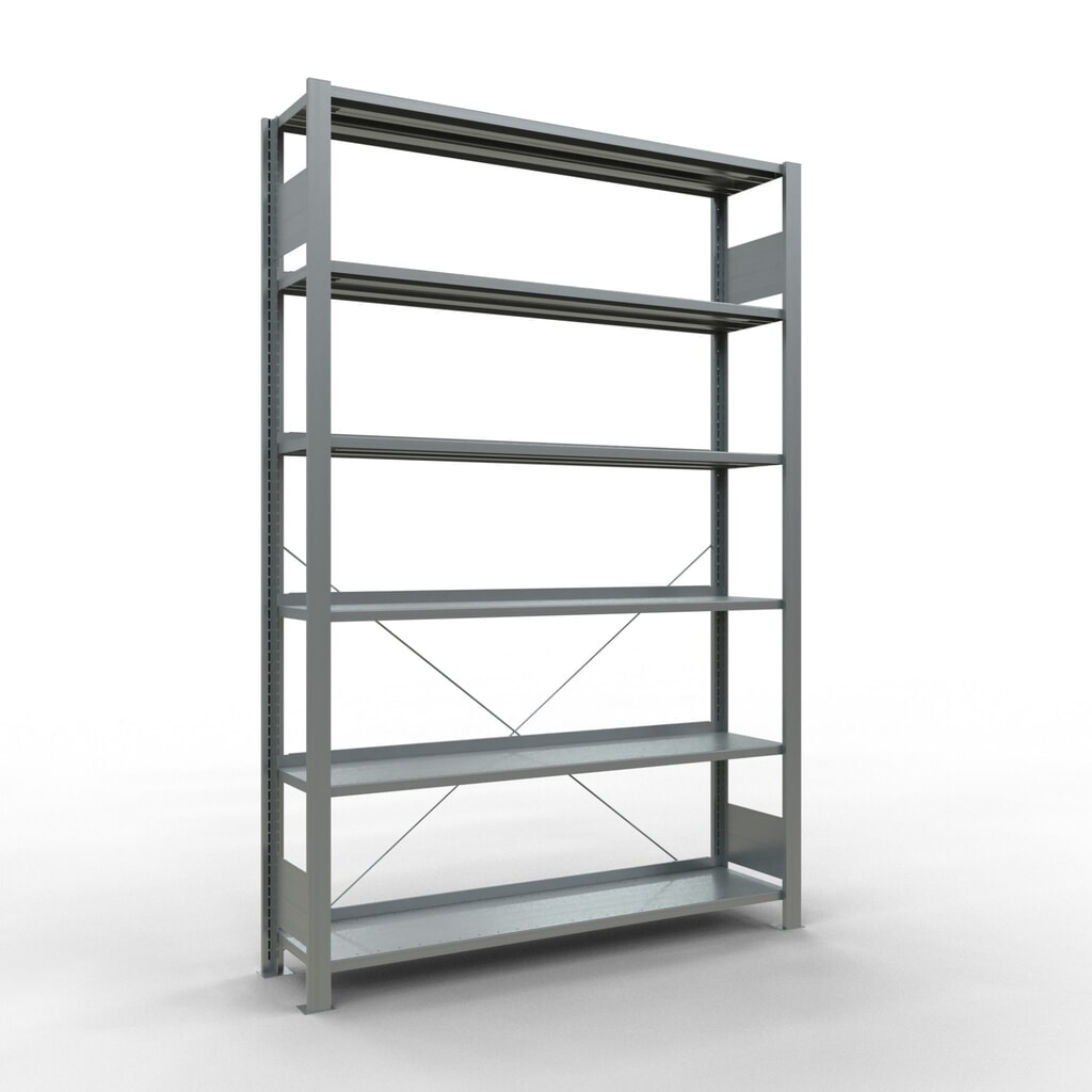 Immagine del prodotto: Scaffalatura per documenti SCHULTE campata base, monofronte, con spondine posteriori, portata per piano 85 kg, AxLxP 2.000 x 1.300 x 300 mm