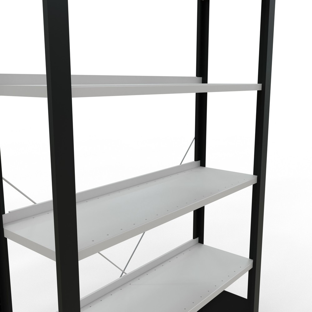 Immagine del prodotto n. 4: Scaffalatura per documenti SCHULTE campata base, monofronte, con spondine posteriori, portata per piano 85 kg, nero, AxLxP 2.000 x 1.000 x 300 mm