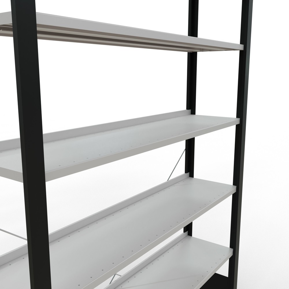 Immagine del prodotto n. 4: Scaffalatura per documenti SCHULTE campata base, monofronte, con spondine posteriori, portata per piano 85 kg, nero, AxLxP 2.300 x 1.300 x 300 mm