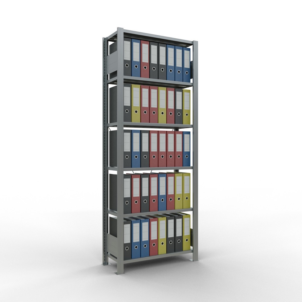 Immagine del prodotto n. 2: Scaffalatura per documenti SCHULTE campata base, monofronte, senza spondine posteriori, portata per piano 85 kg, AxLxP 2.000 x 750 x 300 mm