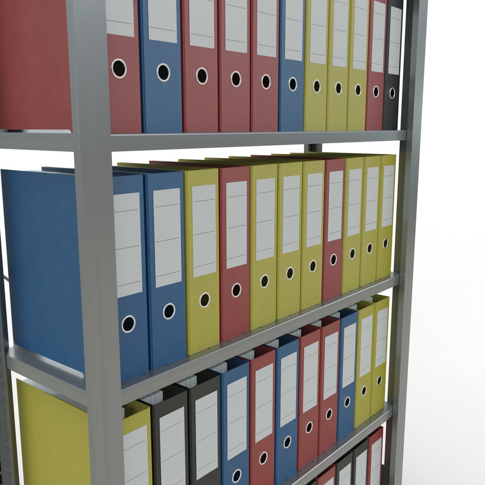 Immagine del prodotto n. 3: Scaffalatura per documenti SCHULTE campata base, monofronte, senza spondine posteriori, portata per piano 85 kg, AxLxP 2.000 x 1.000 x 300 mm