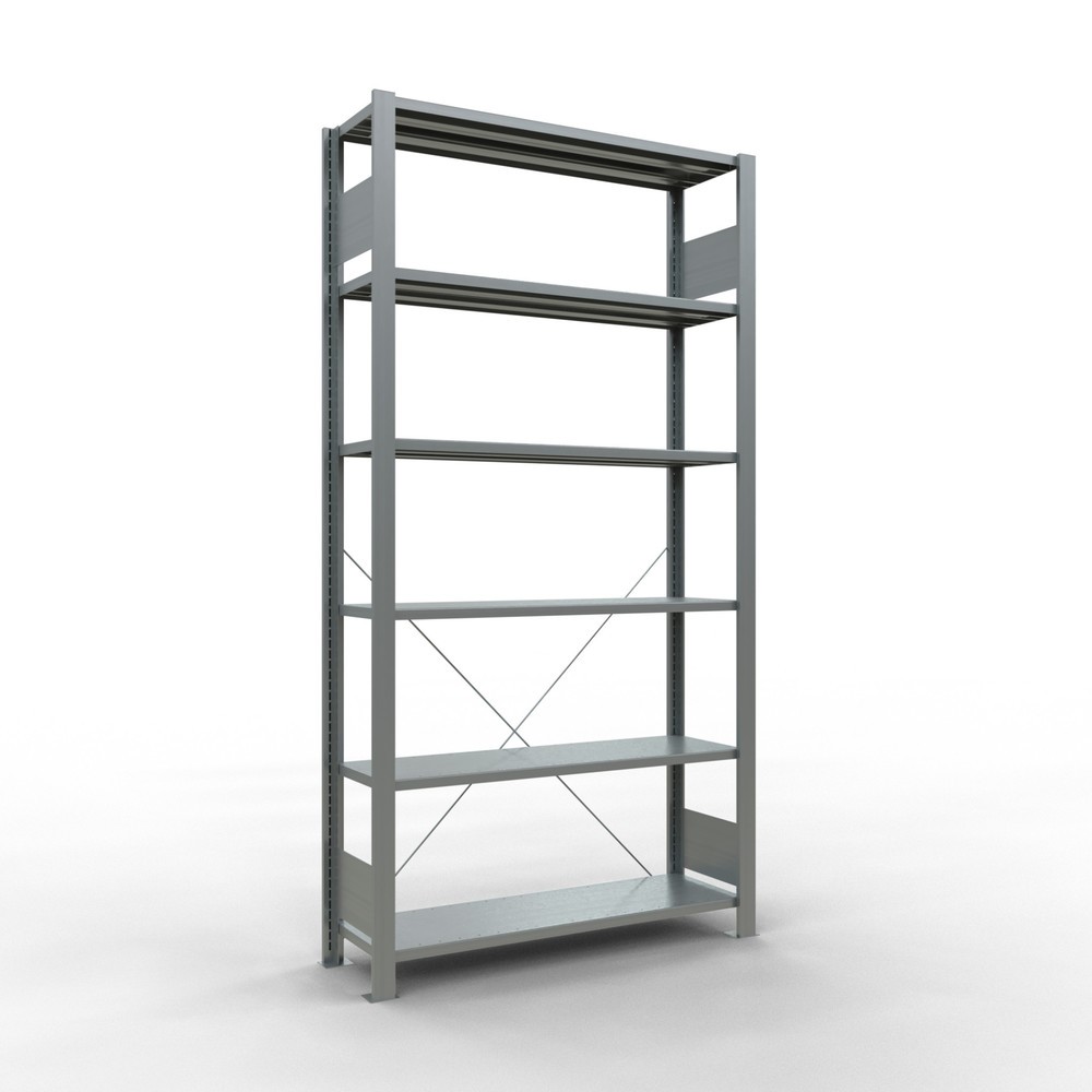 Immagine del prodotto: Scaffalatura per documenti SCHULTE campata base, monofronte, senza spondine posteriori, portata per piano 85 kg, AxLxP 2.000 x 1.000 x 300 mm