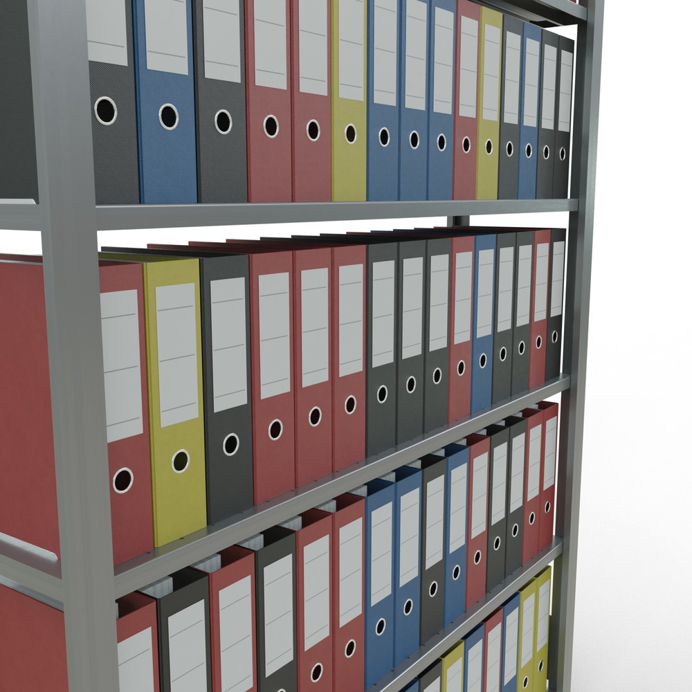 Immagine del prodotto n. 3: Scaffalatura per documenti SCHULTE campata base, monofronte, senza spondine posteriori, portata per piano 85 kg, AxLxP 2.000 x 1.300 x 300 mm
