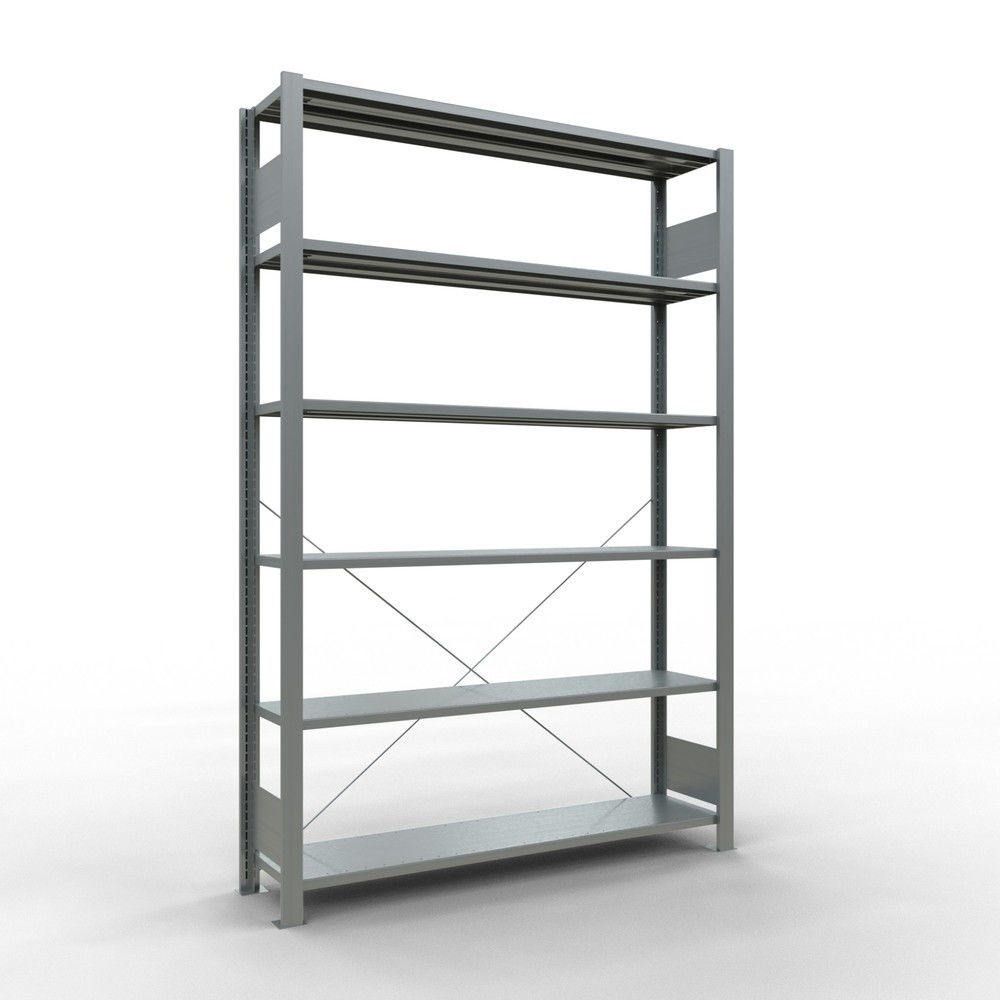 Immagine del prodotto: Scaffalatura per documenti SCHULTE campata base, monofronte, senza spondine posteriori, portata per piano 85 kg, AxLxP 2.000 x 1.300 x 300 mm