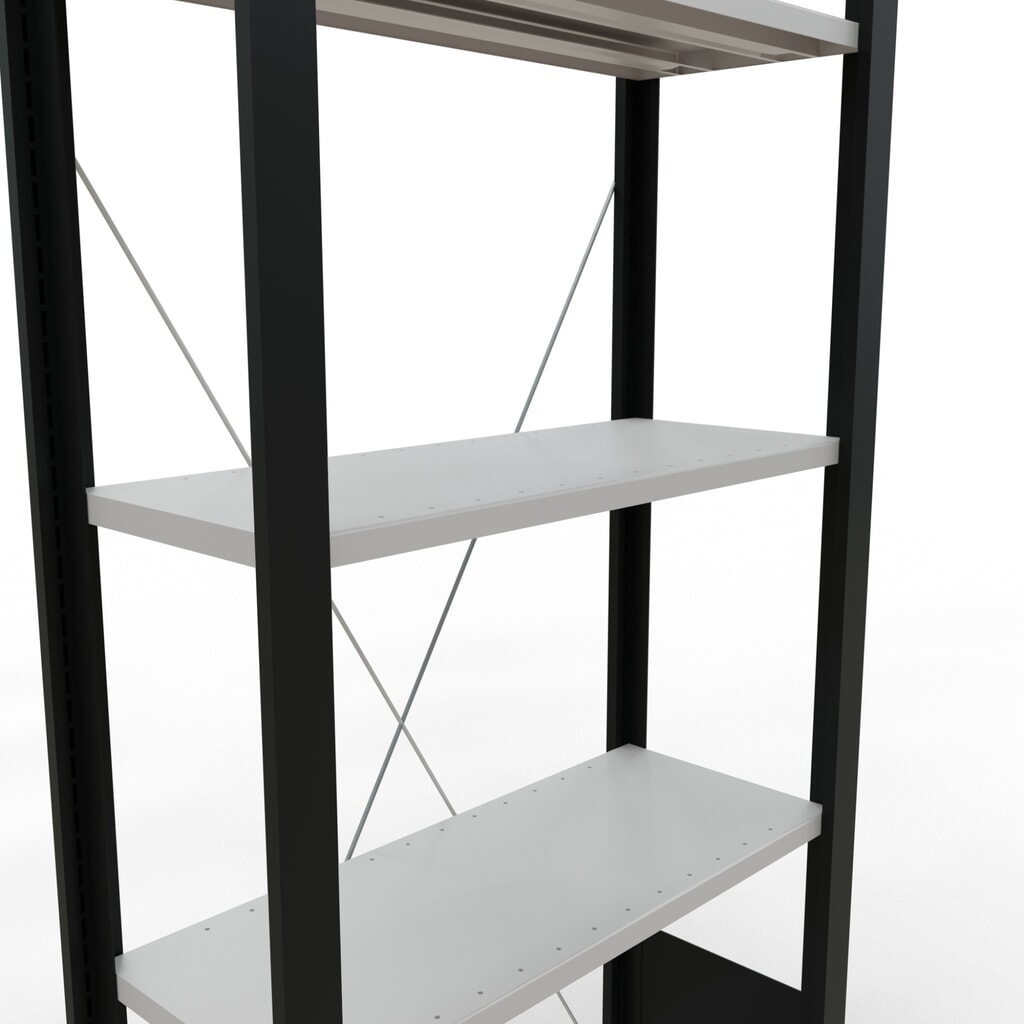 Scaffalatura per documenti SCHULTE campata base, monofronte, senza spondine posteriori, nero, portata per piano 85 kg, AxLxP 1.800 x 750 x 300 mm Immagine del prodotto n. 4: Scaffalatura per documenti SCHULTE campata base, monofronte, senza spondine posteriori, nero, portata per piano 85 kg, AxLxP 1.800 x 750 x 300 mm