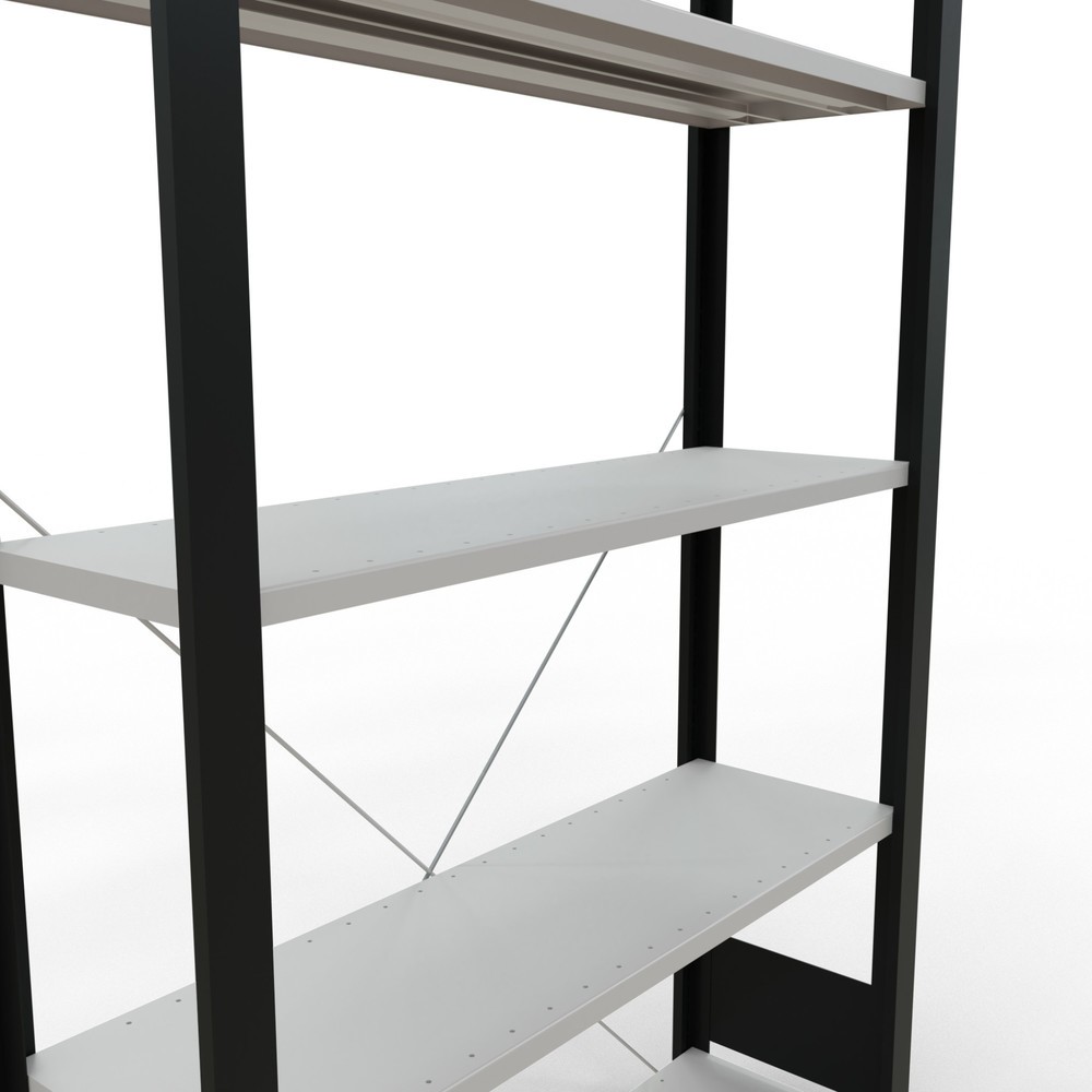 Immagine del prodotto n. 4: Scaffalatura per documenti SCHULTE campata base, monofronte, senza spondine posteriori, nero, portata per piano 85 kg, AxLxP 1.800 x 1.000 x 300 mm