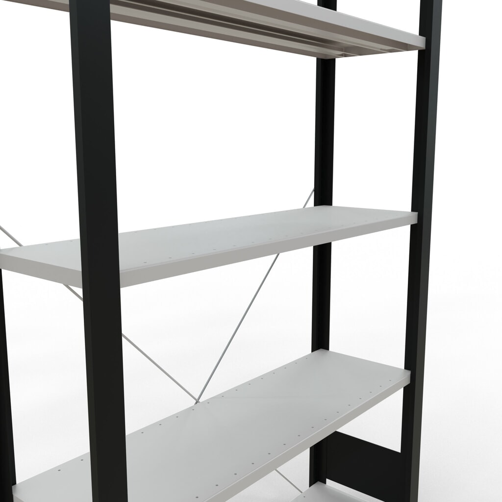 Immagine del prodotto n. 4: Scaffalatura per documenti SCHULTE campata base, monofronte, senza spondine posteriori, nero, portata per piano 85 kg, AxLxP 1.800 x 1.000 x 300 mm