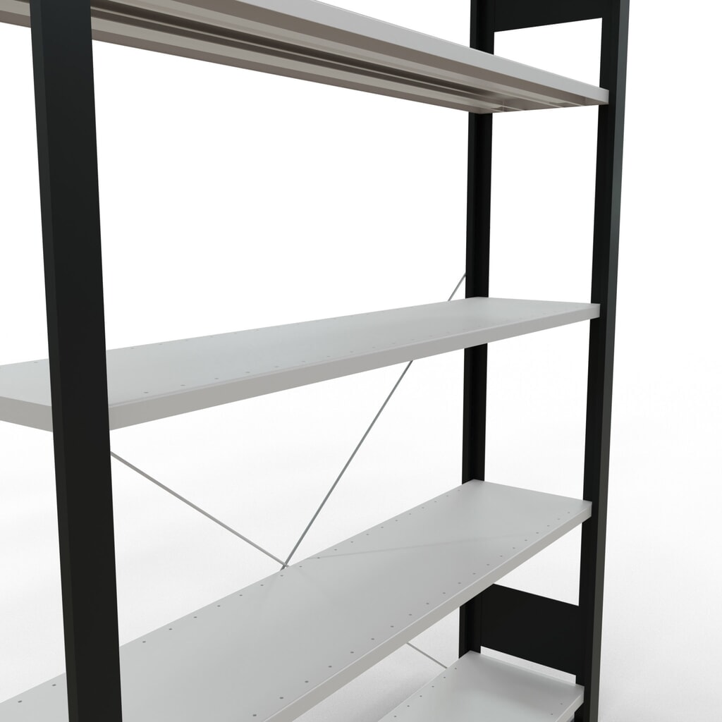 Immagine del prodotto n. 4: Scaffalatura per documenti SCHULTE campata base, monofronte, senza spondine posteriori, nero, portata per piano 85 kg, AxLxP 1.800 x 1.300 x 300 mm