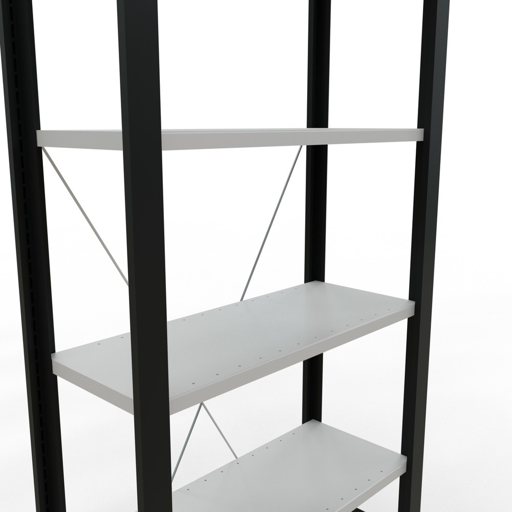 Immagine del prodotto n. 4: Scaffalatura per documenti SCHULTE campata base, monofronte, senza spondine posteriori, nero, portata per piano 85 kg, HxLxP 2.000 x 750 x 300 mm