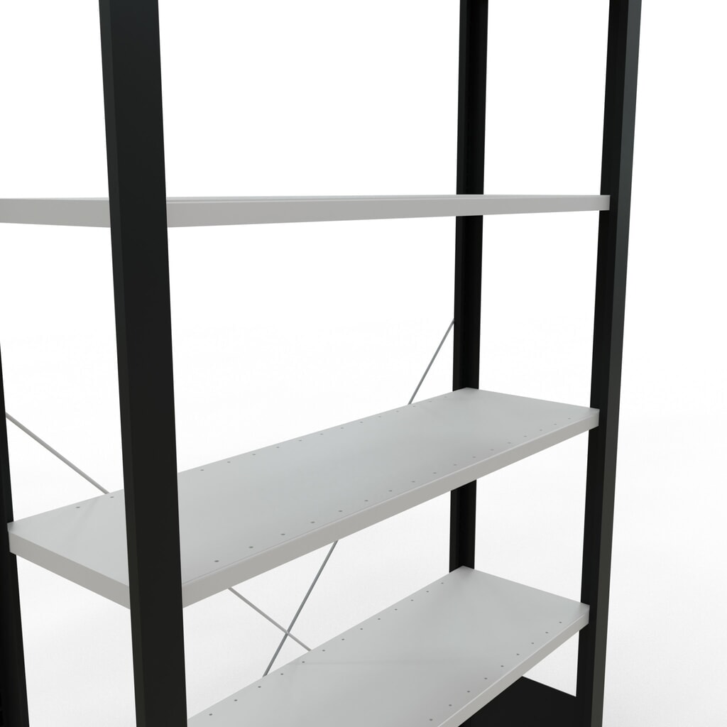 Scaffalatura per documenti SCHULTE campata base, monofronte, senza spondine posteriori, nero, portata per piano 85 kg, AxLxP 2.000 x 1.000 x 300 mm Immagine del prodotto n. 4: Scaffalatura per documenti SCHULTE campata base, monofronte, senza spondine posteriori, nero, portata per piano 85 kg, AxLxP 2.000 x 1.000 x 300 mm