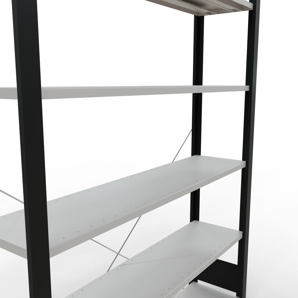 Immagine del prodotto n. 4: Scaffalatura per documenti SCHULTE campata base, monofronte, senza spondine posteriori, nero, portata per piano 85 kg, AxLxP 2.000 x 1.300 x 300 mm