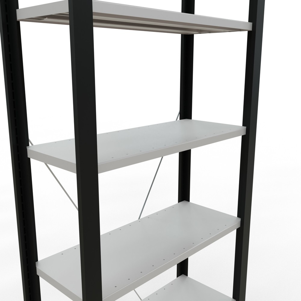 Immagine del prodotto n. 4: Scaffalatura per documenti SCHULTE campata base, monofronte, senza spondine posteriori, portata per piano 85 kg, nero, AxLxP , 2.300 x 750 x 300 mm